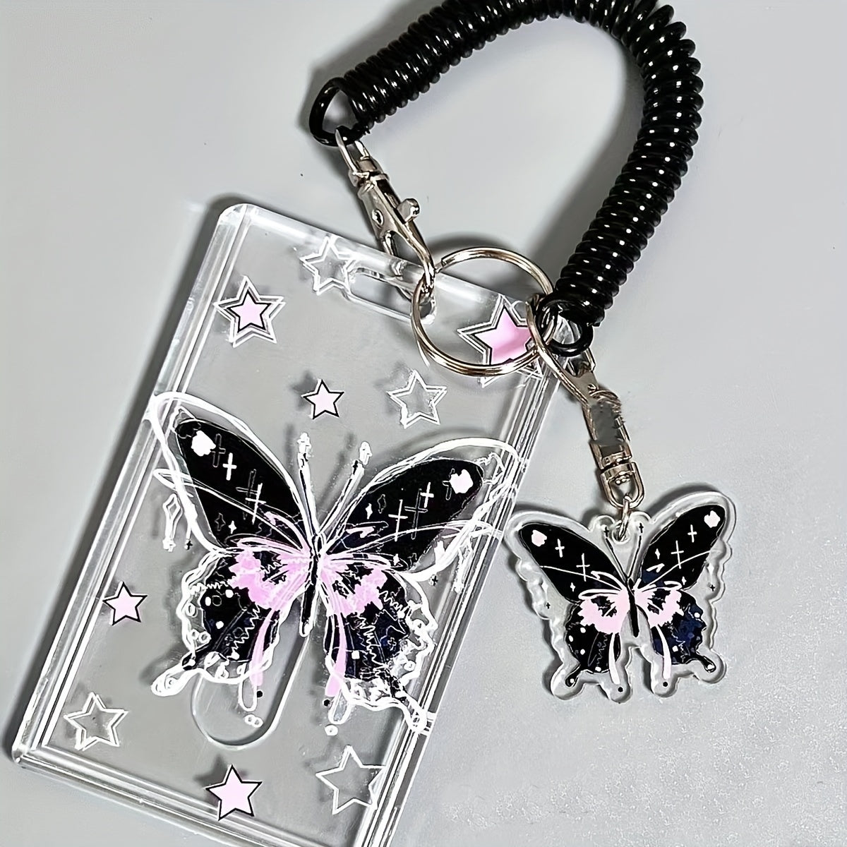 Crystal Butterfly Keychain Acrylic Card Cover Pendant 1 Pack