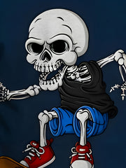 Boys Skateboard Skull Print T shirt Short Sleeve Crew Neck Top