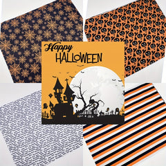 5pcs Large Halloween Fabric DIY Patchwork with Pumpkin Ghost & Spider Web Prints