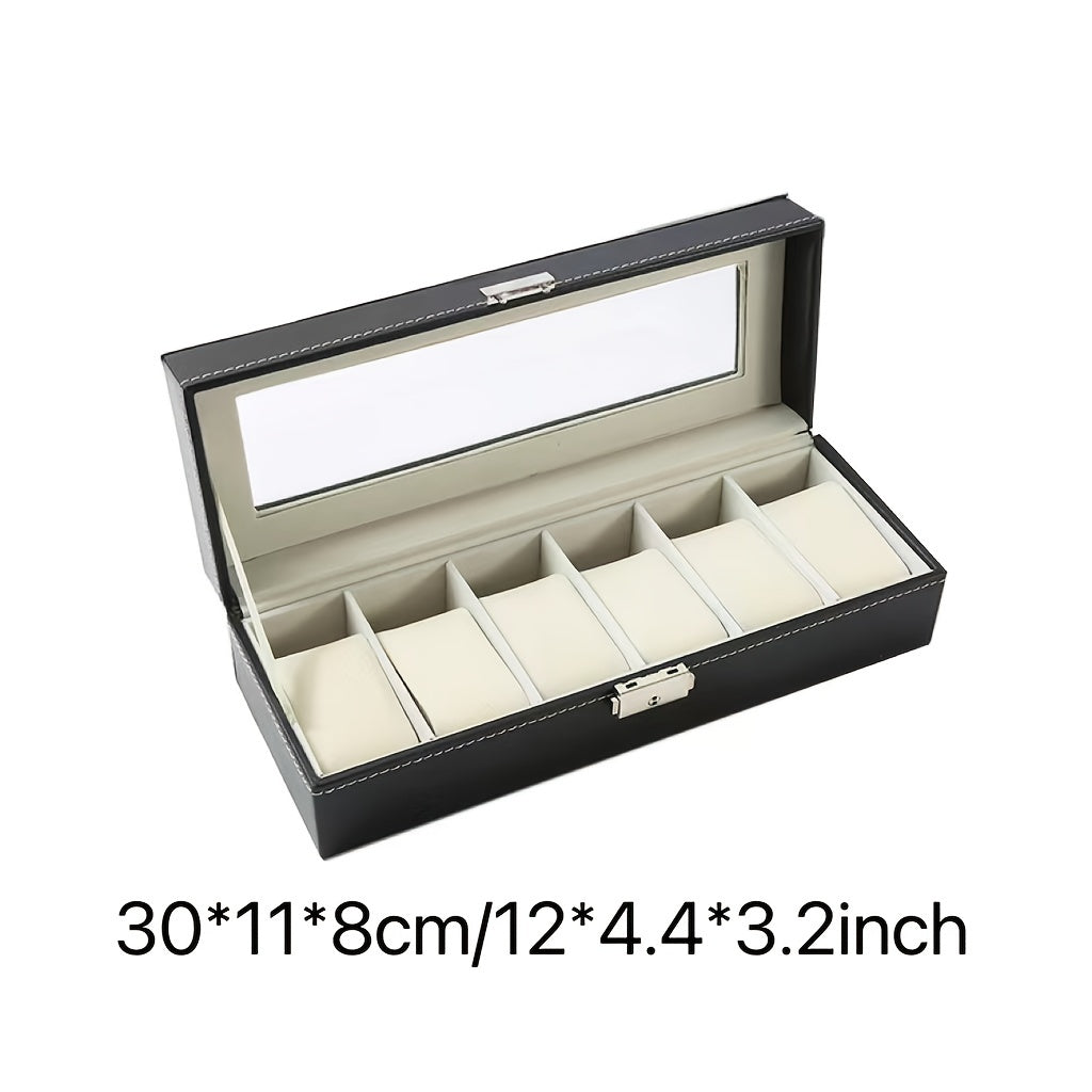 Men's PU Leather 6 Watch Storage Box