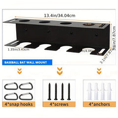 Metal Wall Mounted Bat Storage Rack Baseball Display Rack Minimalist Bat Stand