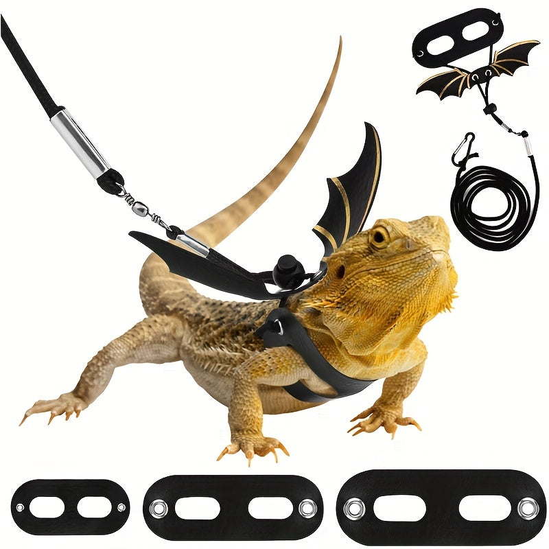 Adjustable Lizard Harness Leash for Reptiles Bearded Dragon Wings Halloween