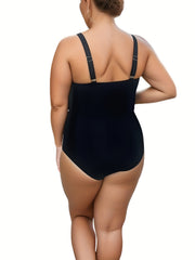 Solid Ruched Tummy Control One Piece Bathing Suit