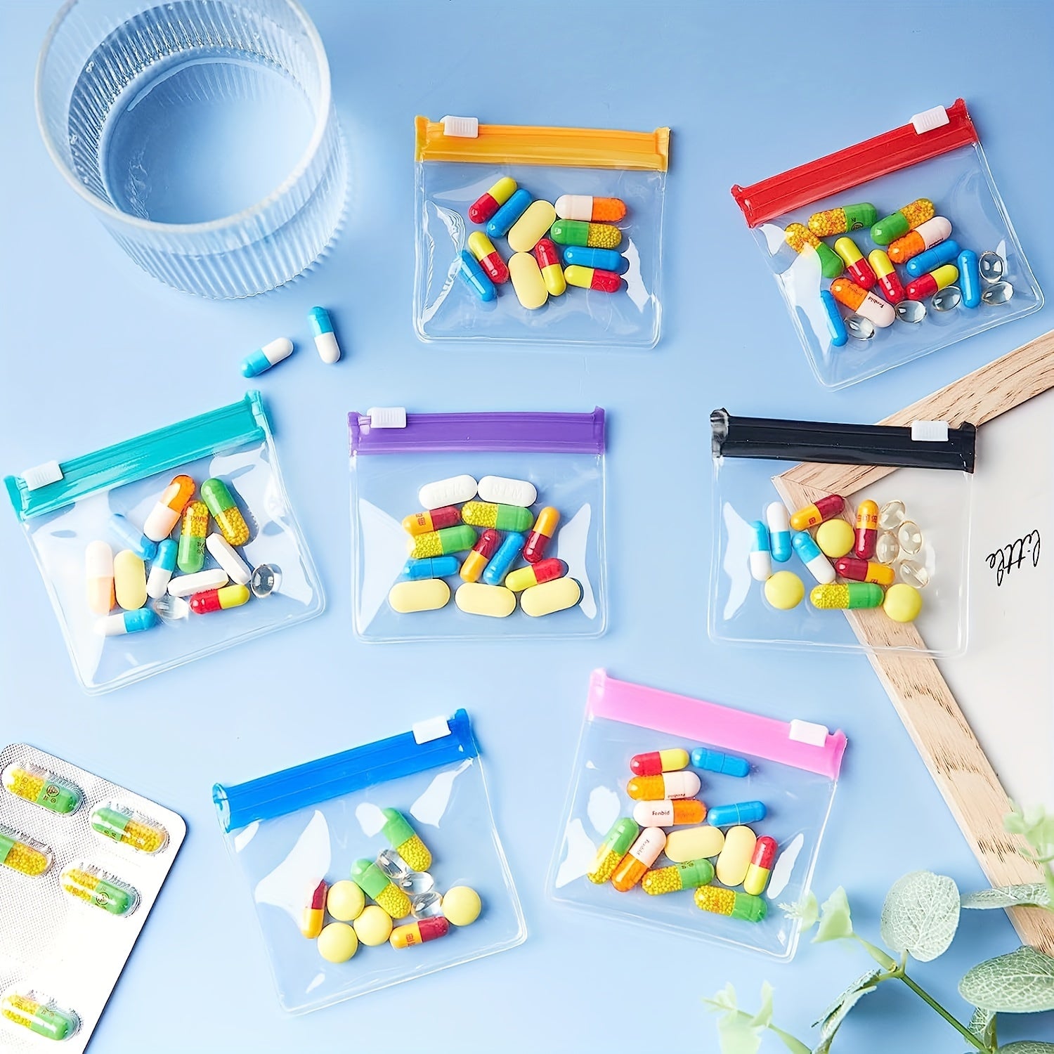 35PCS Portable Pill Pouch Bags Self Sealing Pill Bags for Travel Home Office