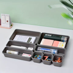 8pcs Drawer Organizer Plastic Storage Box Tableware Container