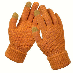 Winter Touch Screen Warm Gloves Stretchy Thicken Knitted Full Finger Gloves