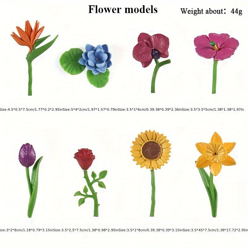 Colorful Flower Models Sunflower Rose Tulip Figurines PVC Garden Decor
