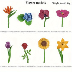 Colorful Flower Models Sunflower Rose Tulip Figurines PVC Garden Decor