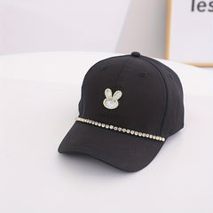Kids Sunshade Casual Baseball Cap with Artificial Diamond