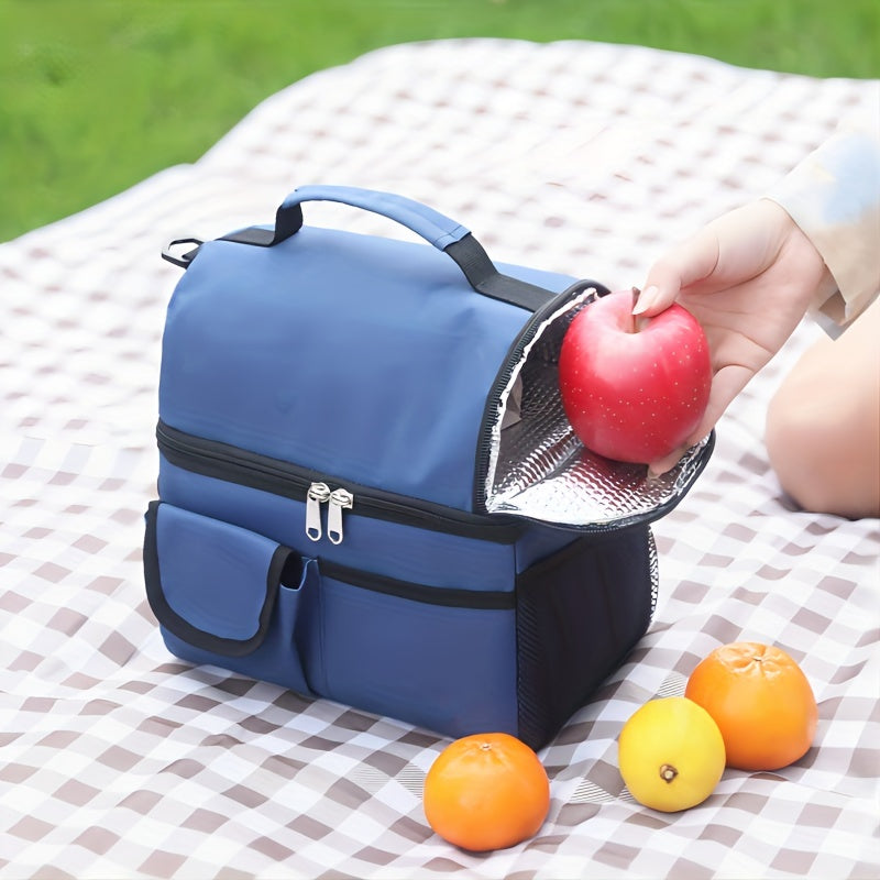 Outdoor Insulated Lunch Bag Double Layer Food Bag Camping Picnic