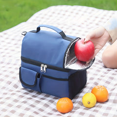 Outdoor Insulated Lunch Bag Double Layer Food Bag Camping Picnic