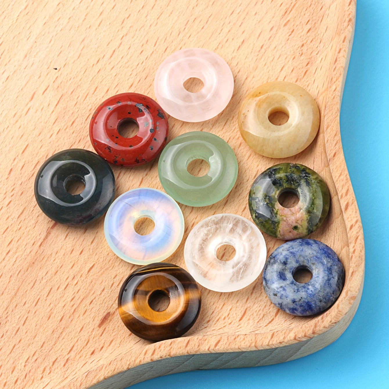 20mm Mixed Crystal Worry Stone Donut for Necklace Making