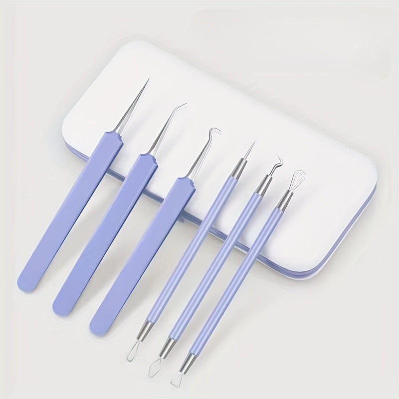 6pcs Blackheads Removal Tools Set Portable Acne Scraping Squeezing Tool