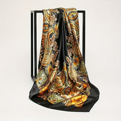Large Paisley Print Satin Bandana Silk Scarf Women Head Wrap Hair Accessory