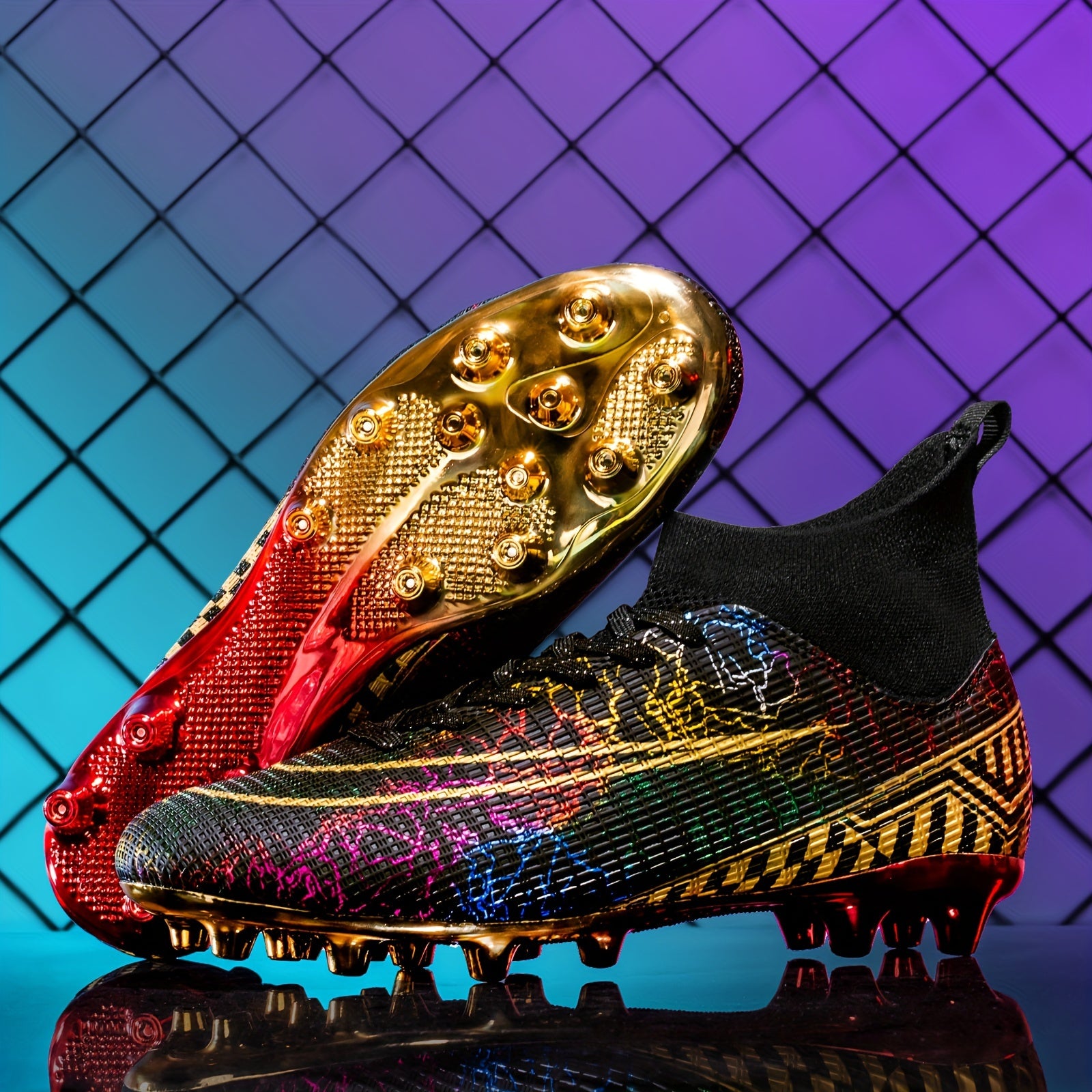 Boy's High Top Non Slip AG Football Cleat Professional Soccer Shoes