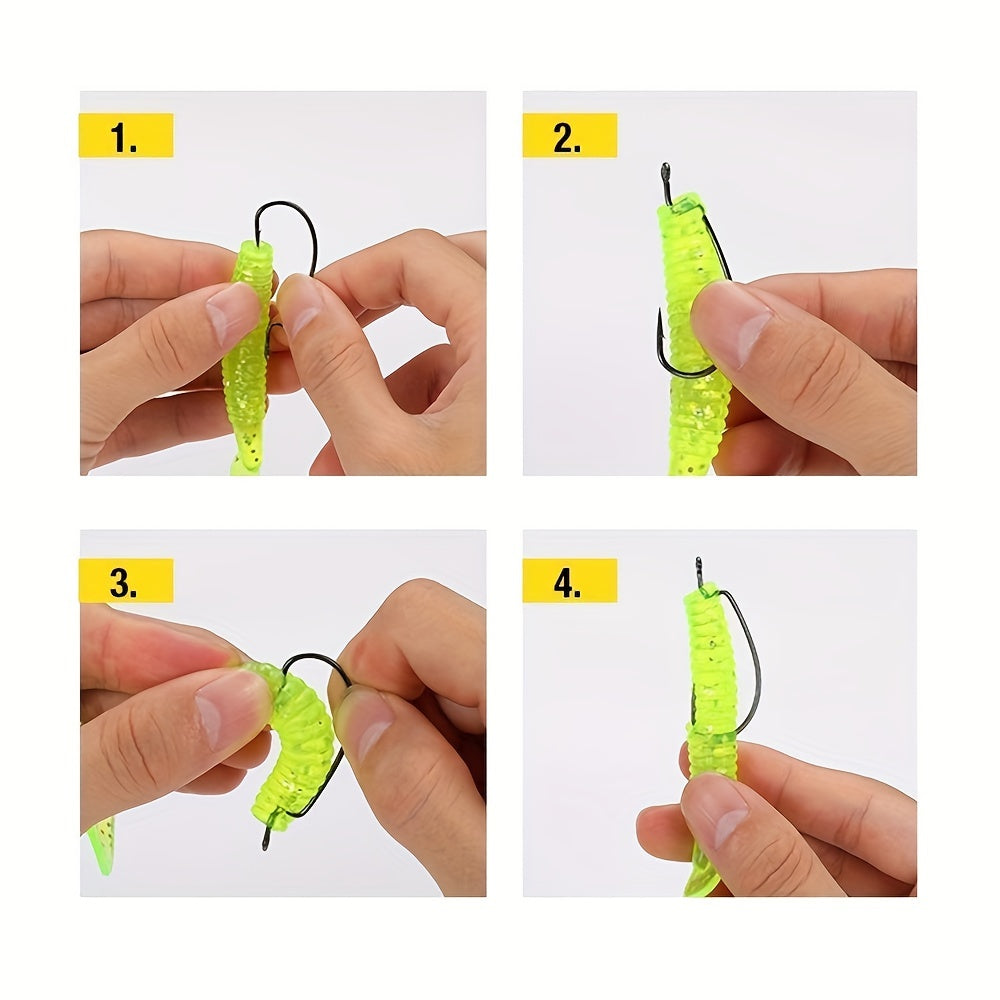 30pcs High Carbon Steel Fishing Hooks Barbed for Soft Worm Bait Tackle