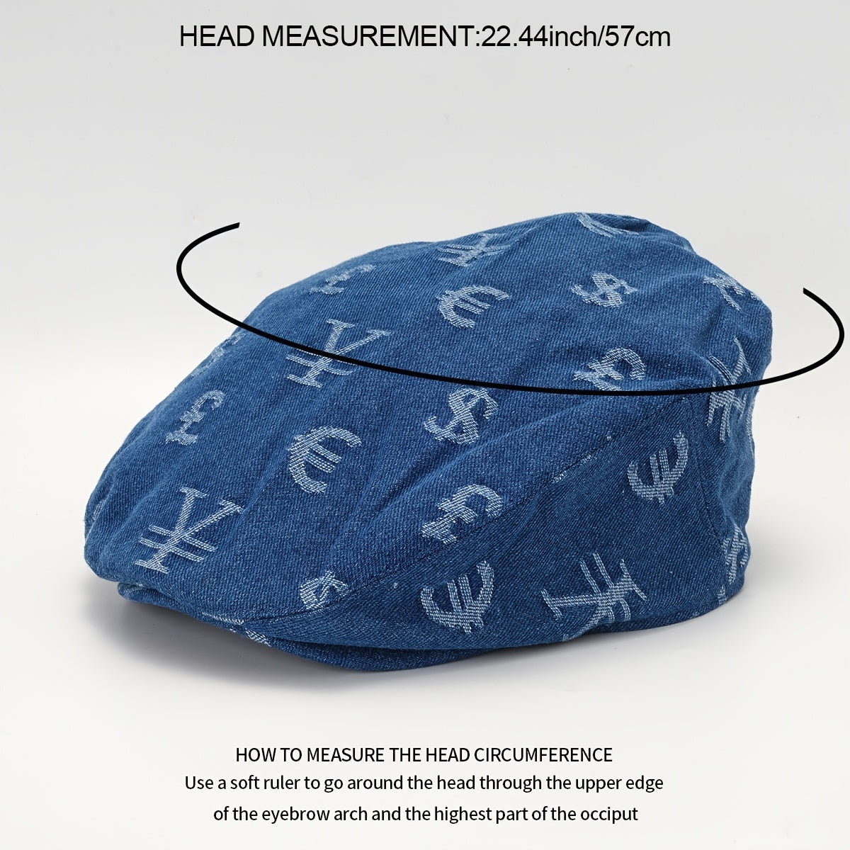 Denim Jacquard Currency Beret Hat Lightweight Cotton British Octagonal Hat