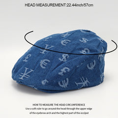 Denim Jacquard Currency Beret Hat Lightweight Cotton British Octagonal Hat