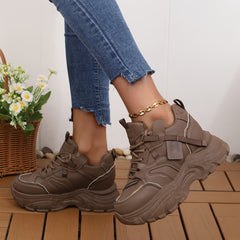 Women's Waterproof Platform Sneakers Round Toe Chunky Shoes
