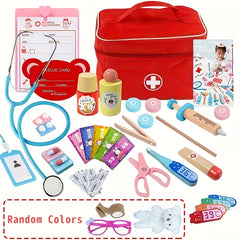 Wooden Medicine Box & Dental Toy Set for Kids