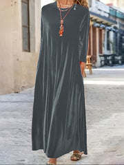 Solid Velvet Long Sleeve Maxi Dress