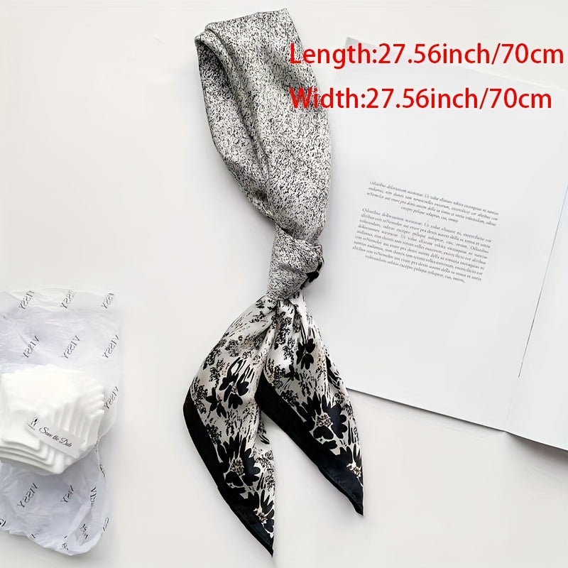 Dotted Flower Bandana Satin Square Scarf Neckerchief