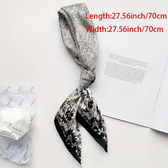 Dotted Flower Bandana Satin Square Scarf Neckerchief