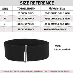 Women Elastic Waist Belt Metal Buckle Solid Wide Corset Belt