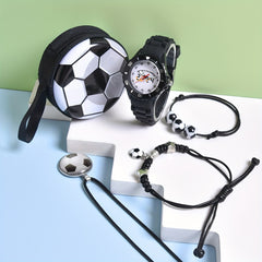 Boys Football Quartz Watch Set 6pcs