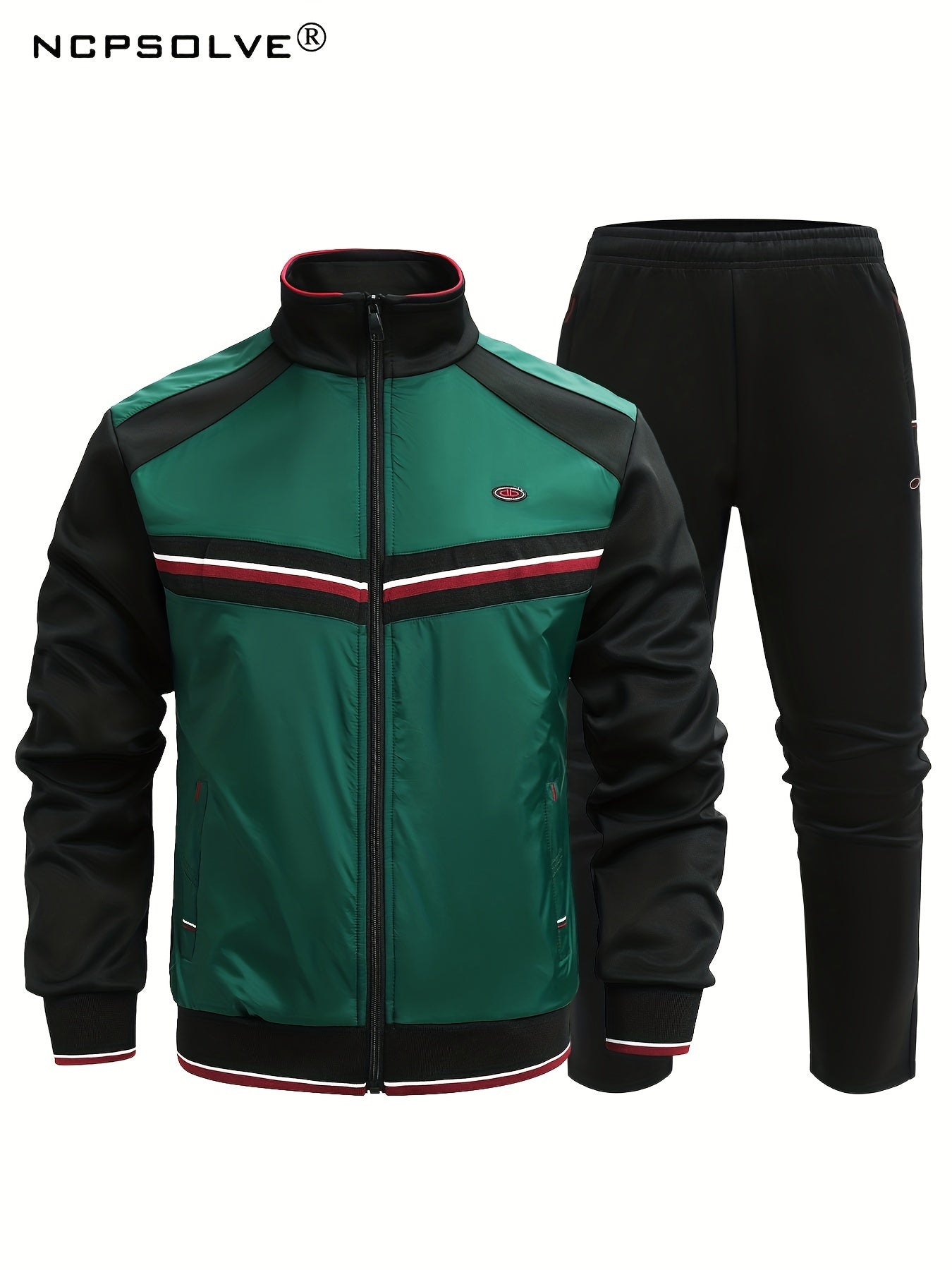 Men's Sports Suit Striped Jacket & Solid Pants