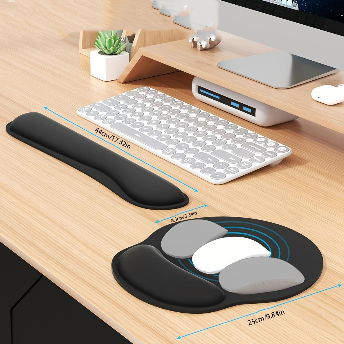 Ergonomic Mouse Pad & Keyboard Wrist Rest Set Memory Foam Support