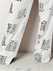 Letter Print Tie Front Jumpsuit Long Sleeve Women's Clothing