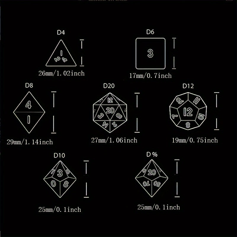 7pcs Dragon Eyes Resin Polyhedral Dice Set for RPG