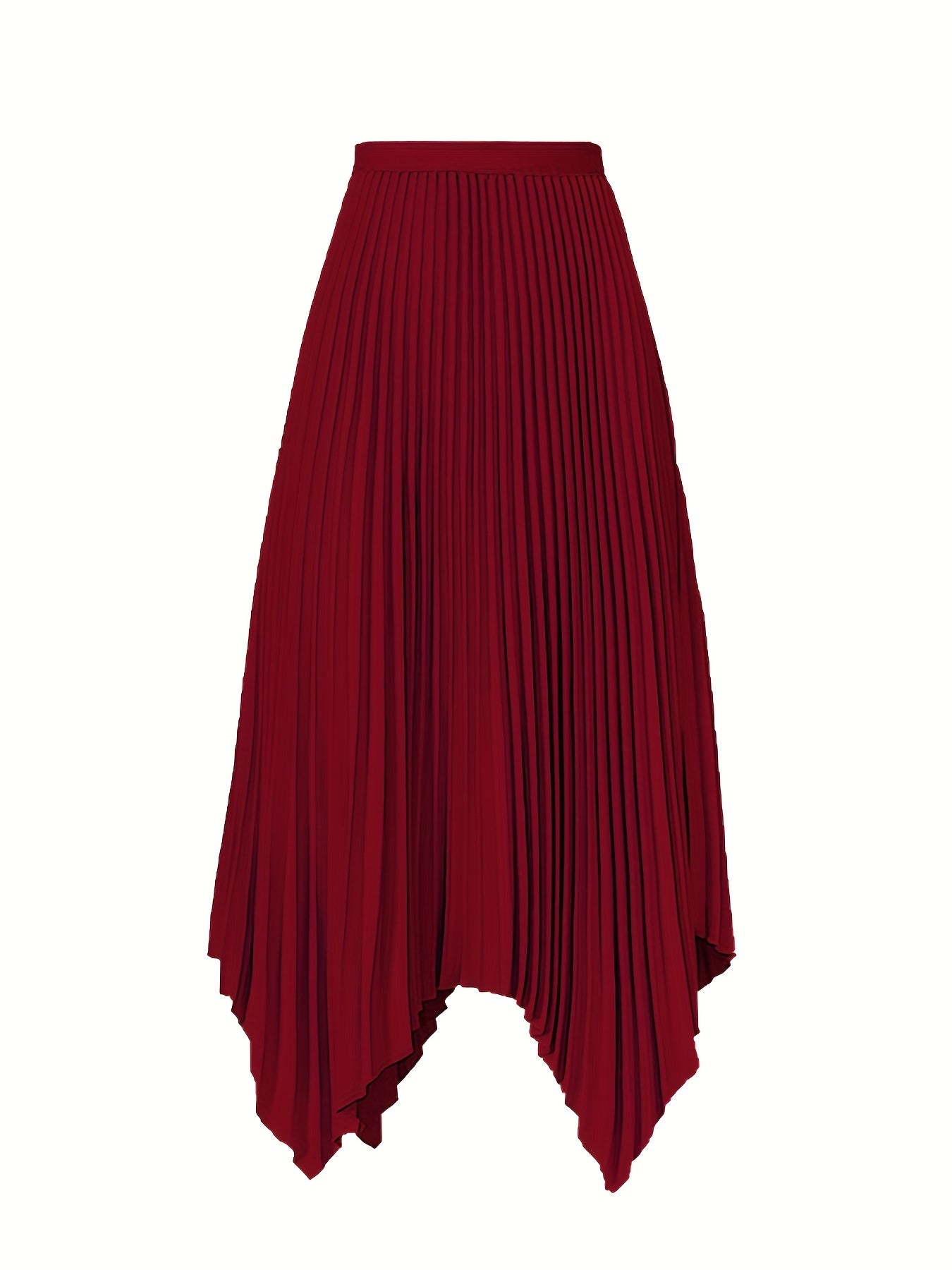 High Waist Pleated Skirt A Line Solid Asymmetrical