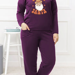Christmas Western Pajamas Set Women's Plus Santa Cowboy Tee & Joggers