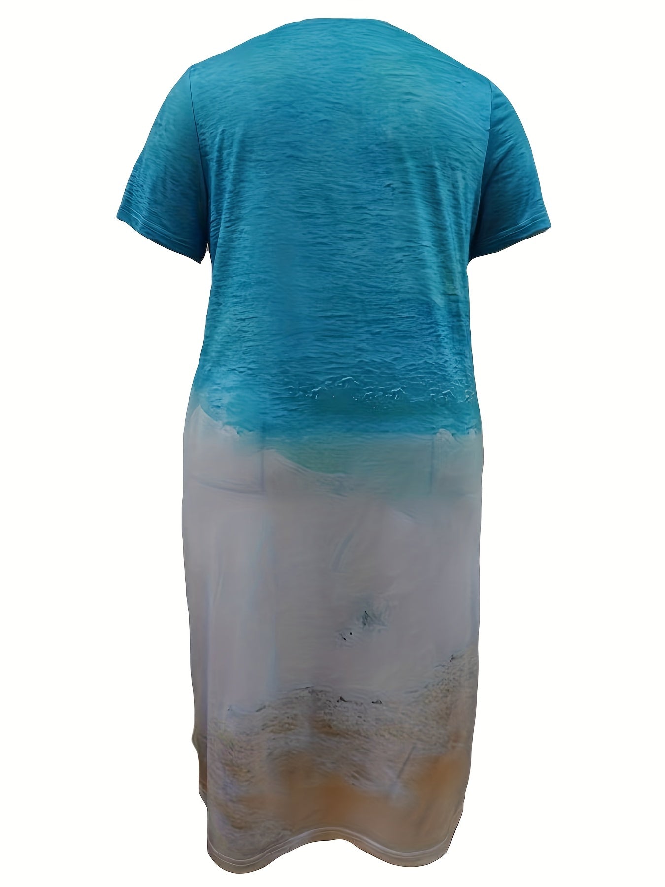 Ombre Print V Neck Short Sleeve Dress