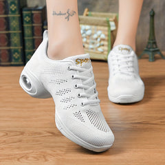 Breathable Mesh Mid Heel Dance Shoes for Women