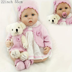 22" 55cm Reborn Baby Girl Doll Soft Silicone Vinyl Reborn Baby Doll Toy