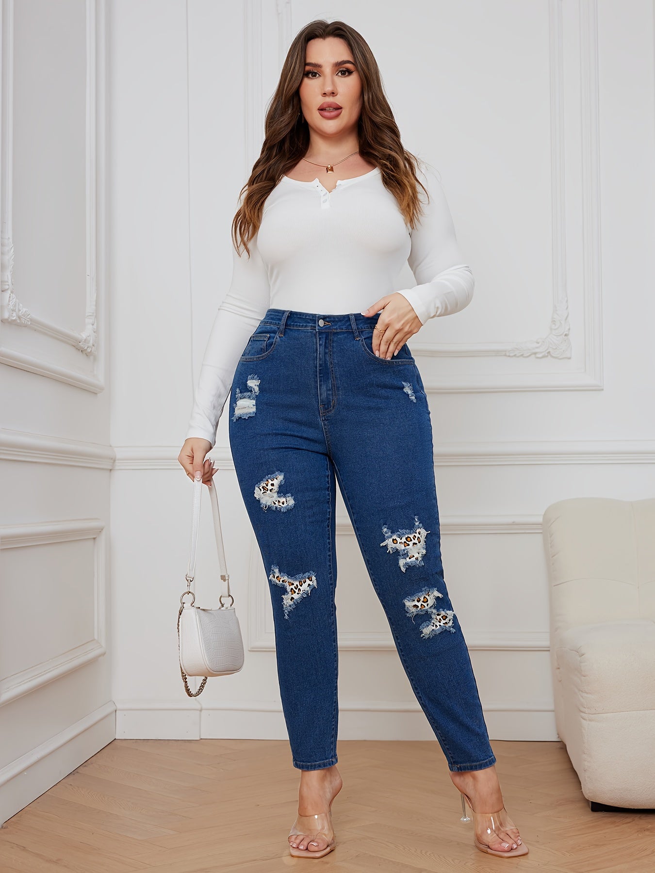 Leopard Print High Rise Skinny Jeans