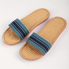Women's Colorblock Knit Sandals Non slip Flat Slides Shoes