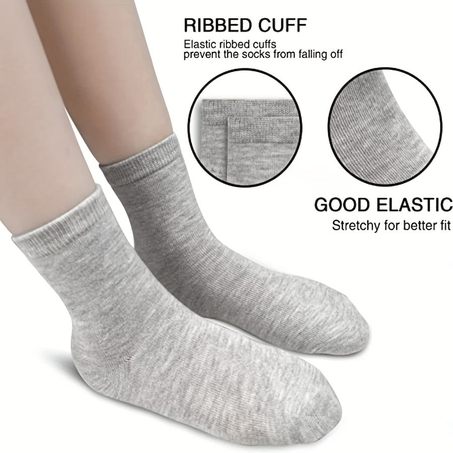 15 Pairs Boys Kids Crew Socks Breathable Casual Plain Children's Socks