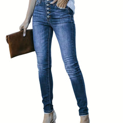 Button Fly Slim Fit Stretch Denim Pants