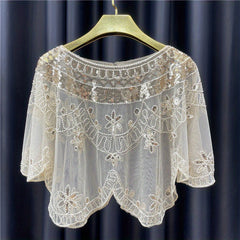 Vintage Baroque Sequin Shawl 1920s Flapper Party Wrap