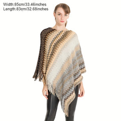 Bat Sleeve Pullover Striped Shawl Knit Wrap for Women