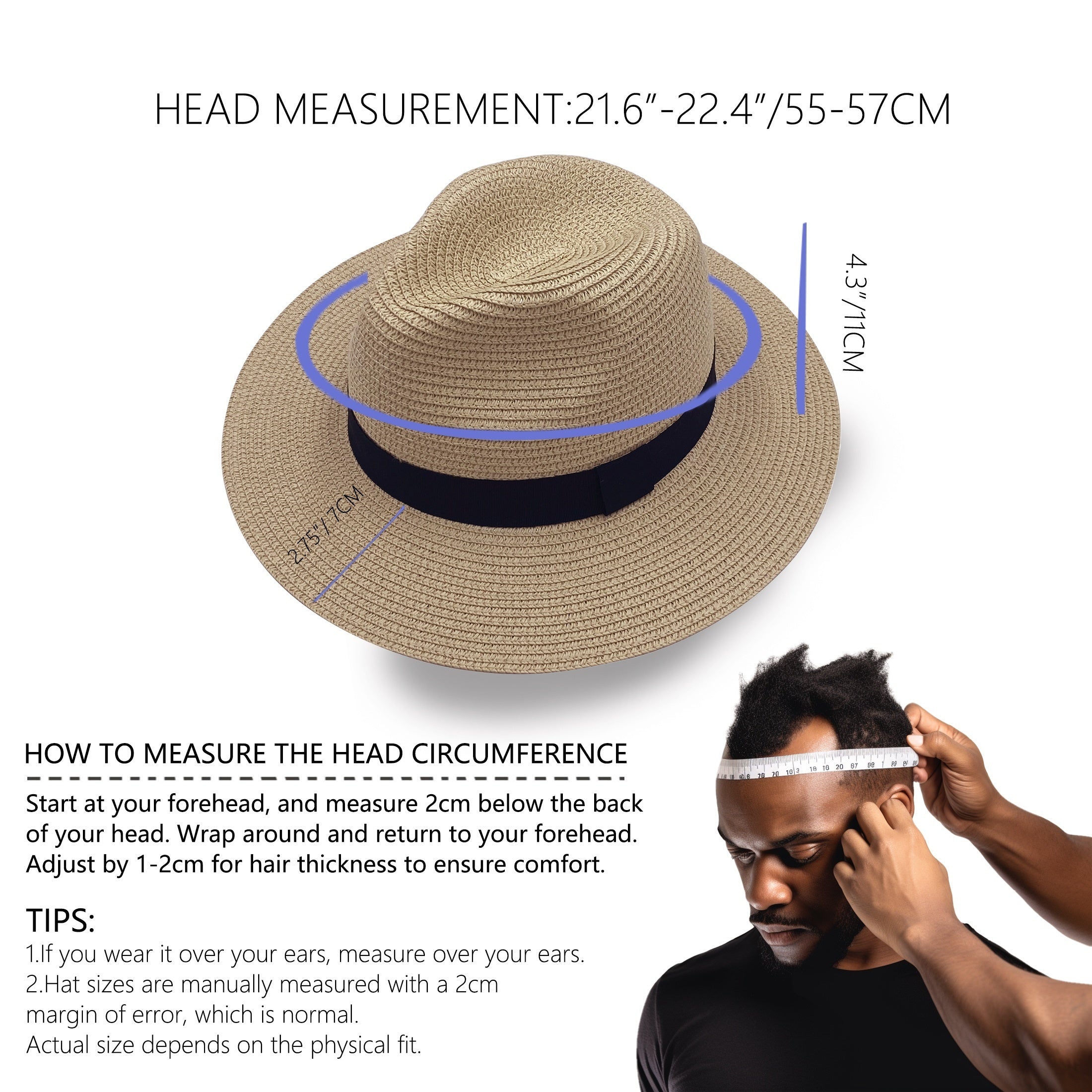 Men's Wide Brim Sun Visor Hat with UV Protection