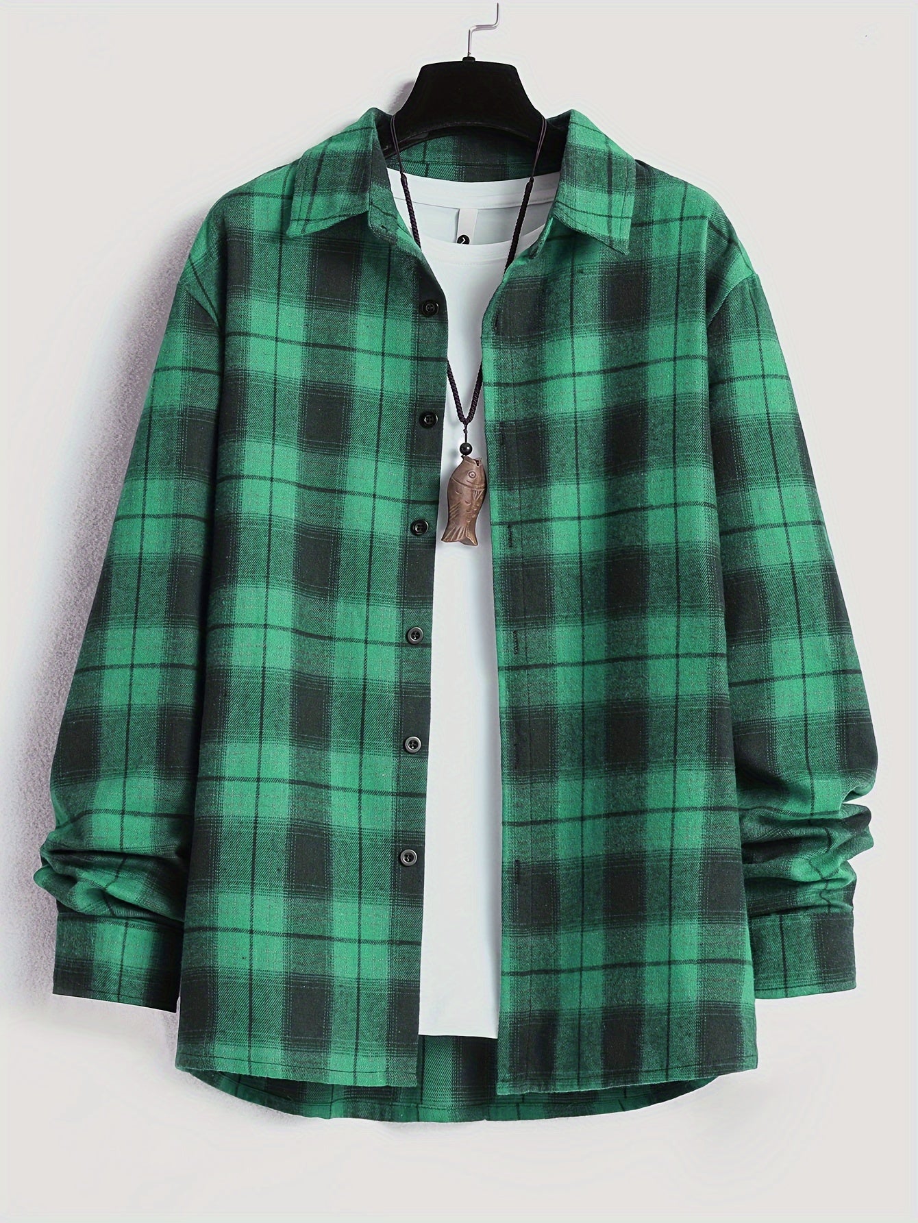 Men's Plaid Long Sleeve Shirt for Spring Autumn