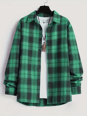 Men's Plaid Long Sleeve Shirt for Spring Autumn
