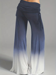 Women's Plus Tie Dye Ombre Print High Waist Wide Leg Drawstring Pant