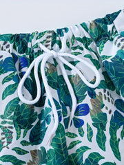 Boys Leaves Print Shorts for Vacation Beach Kids Summer Clothes