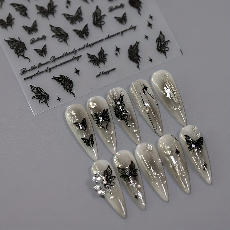 Butterfly & Nail Art Stickers Transparent Adhesive Nail Stickers